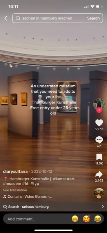 Real guest TikTok screenshot: museum visit