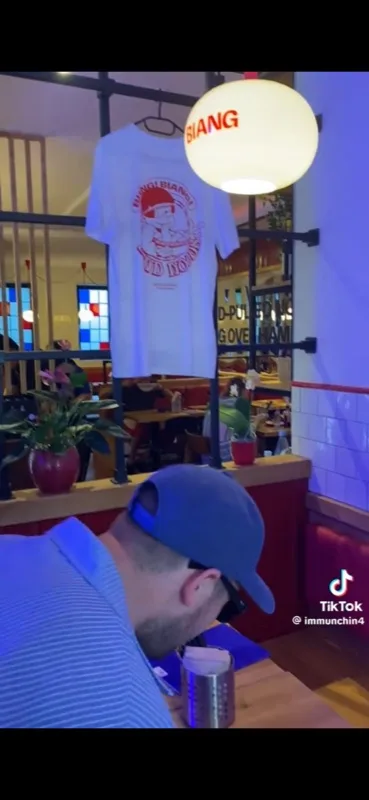 Real guest TikTok screenshot inside the BIANG restaurant (@immunchin4)