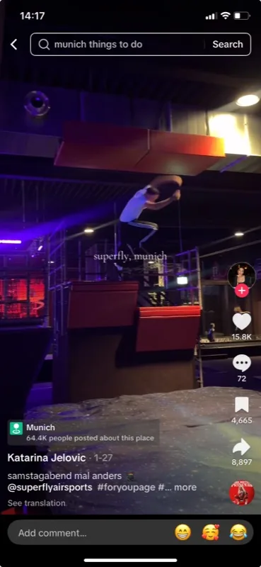 Real guest TikTok screenshot: Superfly trampoline park